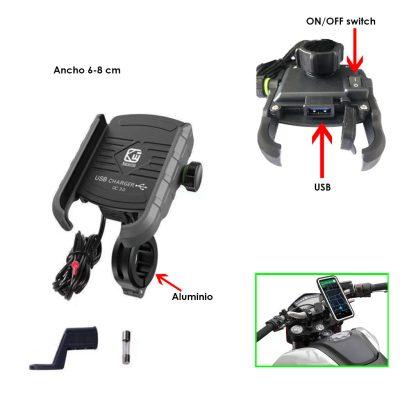 PORTA CELULAR PARA MOTO DE ALUMINIO C/USB 0317-2