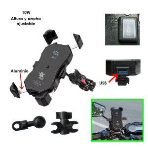 PORTA CELULAR PARA MOTO C/CARGADOR 10W ALUMINIO 0317-3