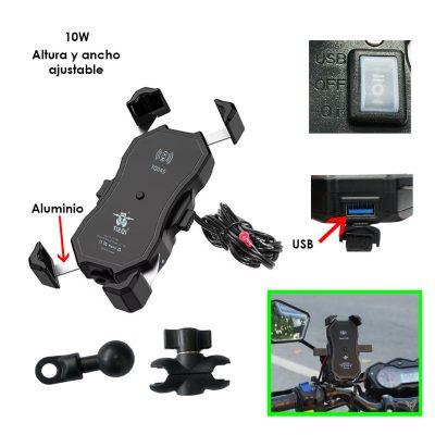 PORTA CELULAR PARA MOTO C/CARGADOR 10W ALUMINIO 0317-3