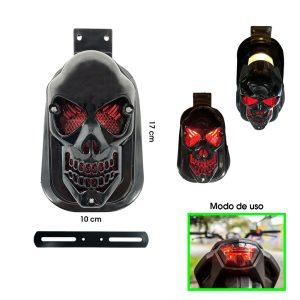 LAMPARA P/MOTO STOP CALACA PLASTICO NEGRA OJOS ROJOS  00702-7