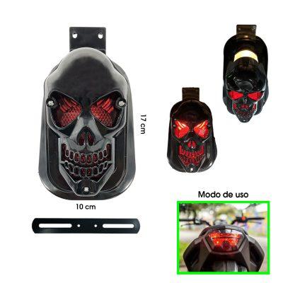 LAMPARA P/MOTO STOP CALACA PLASTICO NEGRA OJOS ROJOS  00702-7