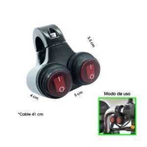 SWITCH DE LUCES P/MOTO DOBLE METALICO NEGRO 00702-8