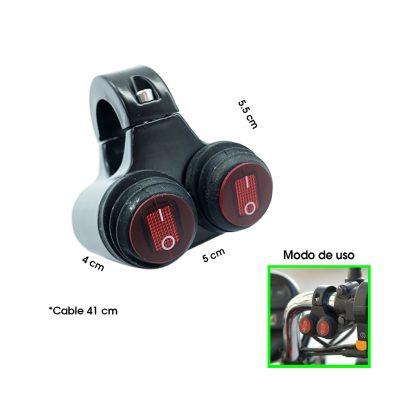 SWITCH DE LUCES P/MOTO DOBLE METALICO NEGRO 00702-8