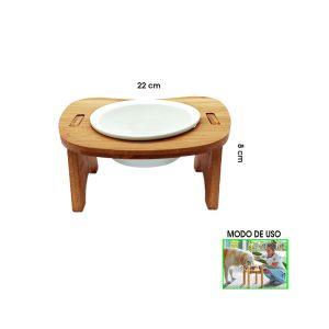 PLATO P/MASCOTA  SENCILLO STAND DE BAMBU 22X8CM D1C