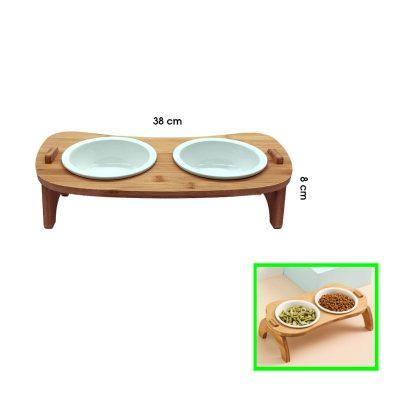 PLATO P/MASCOTA  DOBLE STAND DE BAMBU 38X8CM D2C