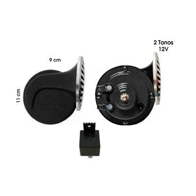 BOCINA P/CARRO CARACOL PAR 12V NEGRA