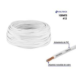 CABLE THHN CCA 12 BLANCO BIMETALICO 100 METROS