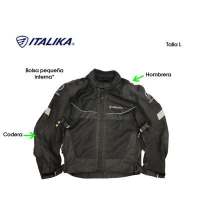 CHUMPA PROTECTORA P/MOTORISTA NEGRO C/GRIS L ITALIKA