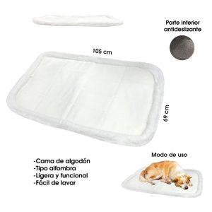 CAMA P/MASCOTA TIPO ALFOMBRA BLANCA  ALGODON 105X69CM