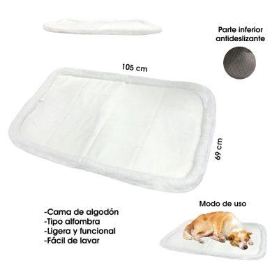 CAMA P/MASCOTA TIPO ALFOMBRA BLANCA  ALGODON 105X69CM