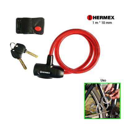 CANDADO P/BICICLETA 10MM 1 MT HERMEX