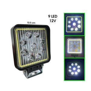 NEBLINERA 9 LED BLANCO CUADRADA  ARO AMARILLO