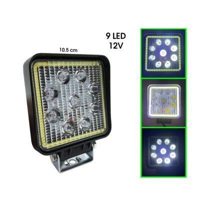 NEBLINERA 9 LED BLANCO CUADRADA  ARO AMARILLO