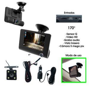 PANTALLA P/ CARRO 4" ANGULO 170 1080P HD C/CAMARA 5 MEGAPIXELES KZ-166
