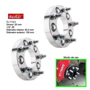 ESPACIADOR P/AROS 5X114.3 X 127 OD 150 25MM LIP 2 PCS SILVER