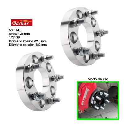 ESPACIADOR P/AROS 5X114.3 X 127 OD 150 25MM LIP 2 PCS SILVER