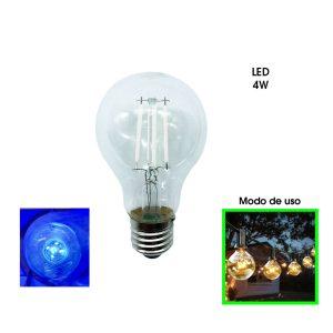 BOMBILLO LED 4 W AZUL DECORARTIVO VINTAGE 110V E27 360L