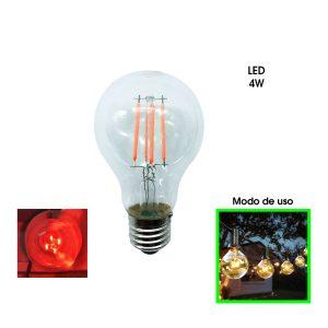 BOMBILLO LED 4 W ROJO DECORARTIVO VINTAGE 110V E27 360L