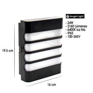 LAMPARA DE PARED EXTERIOR NEGRA LED BLANCO FRIO 24W