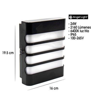 LAMPARA DE PARED EXTERIOR NEGRA LED BLANCO FRIO 24W