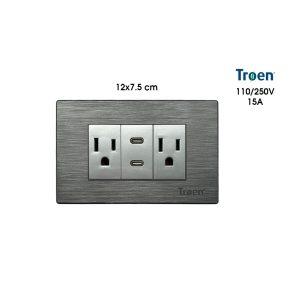 TOMACORRIENTE DOBLE SILVER C/TIERRA 2 USB TIPO C TROEN