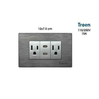TOMACORRIENTE DOBLE SILVER C/TIERRA 2 USB TIPO C TROEN