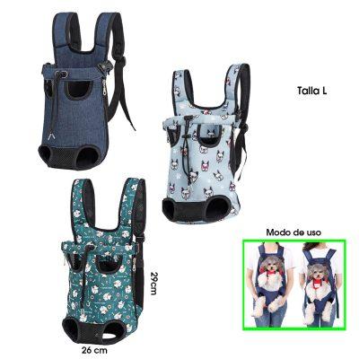 MOCHILA CANGURERA P/MASCOTA TALLA L CANVAS PECHO 40 A 50 CM  2 A 3.5 KGS
