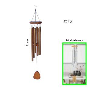 CAMPANILLA DE VIENTO 71 CM 251GR MADERA Y ALUMINIO BRONCE