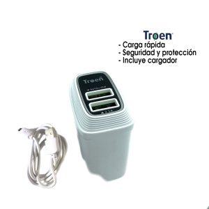CARGADOR  P/CELULAR USB 2 PUERTOS C/CABLE  2.1A TROEN