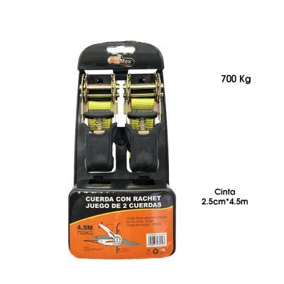 AMARRADOR C/RATCHET 2 PLG X 4.50MT 2 PCS 700KG DX-325