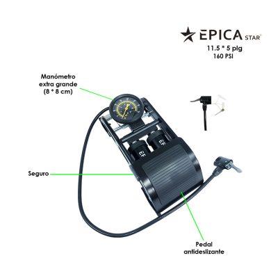INFLADOR DE PIE ROBUSTO DOBLE 160PSI EPICASTAR