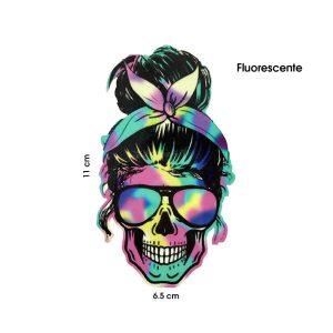 CALCOMANIA FLUORECENTE CALAVERA MUJER 11X6CM