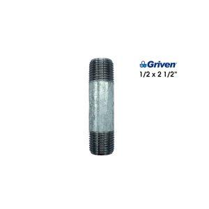 NIPLE ACERO GALVANIZADO 1/2 X 2 1/2  PULGADAS GV-H-1-2-2-1-2