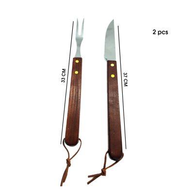 CUCHILLO Y TENEDOR LARGO PARA CHURRASCO