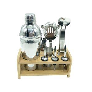 KIT DE BARTENDER ACERO INOX 8PCS CON BASE