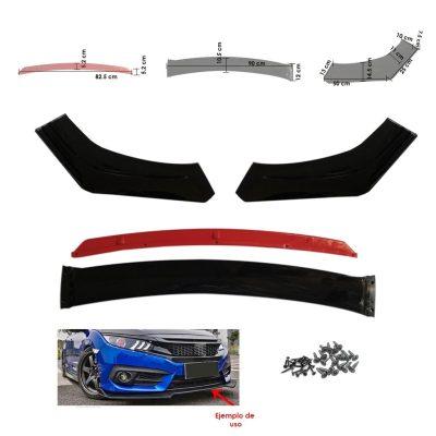 BUMPER SPOILER NEGRO BRILLANTE LINEA ROJA  3PCS HQ9021BR