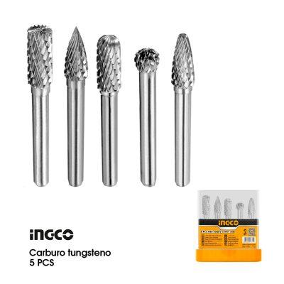 FRESAS CARBURO DE TUNGSTENO P/ESMERIL RECTO 5 PCS INGCO