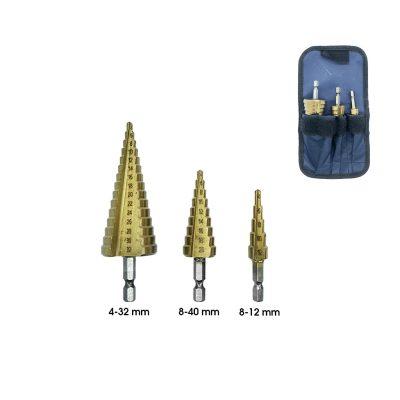 BROCAS CONICAS 3 PCS 4/32MM  4/20MM 4/12MM HSS3AM