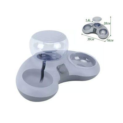 DISPENSADOR DE AGUA Y ALIMENTO P/MASCOTA  PLASTICO GRIS