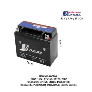 BATERIA DE MOTO ITALIKA F06010055 12V/9AH ATV150