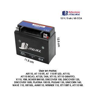 BATERIA DE MOTO ITALIKA  12V/5AH/65CCA F06010051