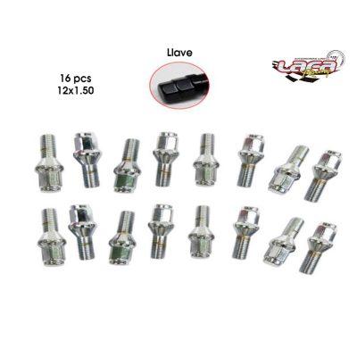 TUERCAS DE SEGURIDAD CROMADAS 12X1.50MM 17PCS
