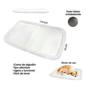 CAMA P/MASCOTA DE ALGONDON TIPO ALFOMBRA BLANCA 114X72CM