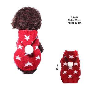 SWEATER P/PERRO ROJO C/ ESTRELLAS Y CAPUCHA TALLA M MQ-MYD09