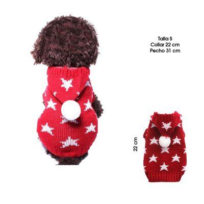 SWEATER P/PERRO ROJO C/ ESTRELLAS Y CAPUCHA TALLA S