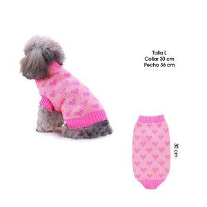 SWEATER P/PERRO ROSADO C/CORAZONES TALLA  L MQ-MYD83