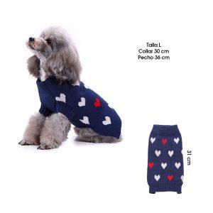 SWEATER P/PERRO AZUL C/CORAZONES TALLA L MQ-MYD84