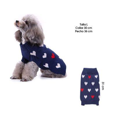 SWEATER P/PERRO AZUL C/CORAZONES TALLA L MQ-MYD84