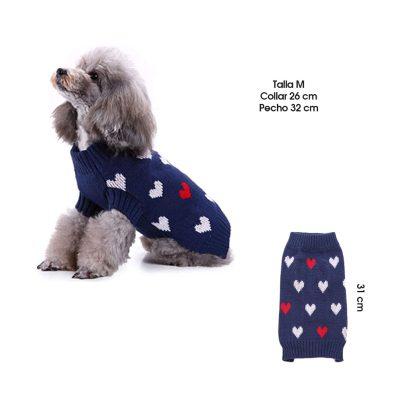 SWEATER P/PERRO AZUL C/CORAZONES TALLA M  MQ-MYD84
