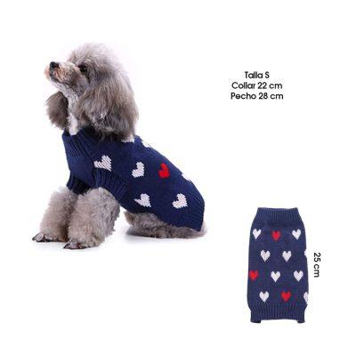 SWEATER P/PERRO AZUL C/CORAZONES TALLA  S MQ-MYD84 T